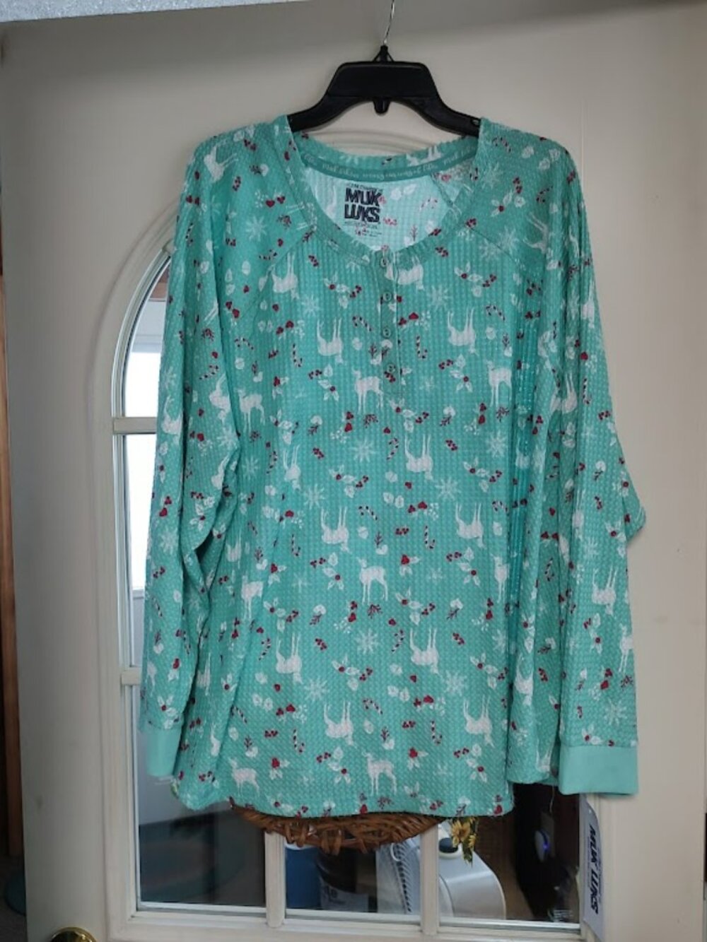New Mul Luks Mint Green Soft Waffle Knit Christmas Pajama Set Size Women's 5X